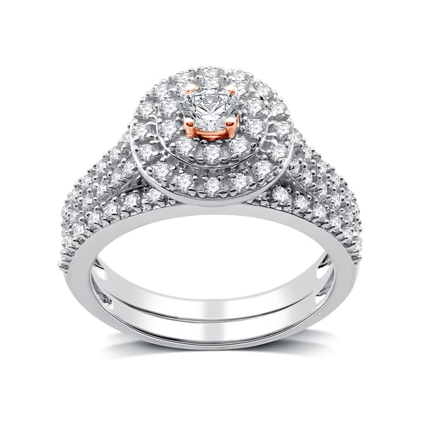 Nova Star&#40;R&#41; Two-Tone Lab Grown Diamond Double Halo Bridal Set