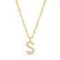 Sterling Silver Gold S Initial Cubic Zirconia Necklace - image 1