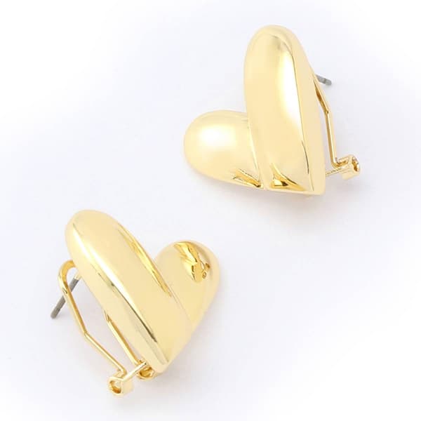 Steve Madden Gold-Tone Heart Button Stud Earrings