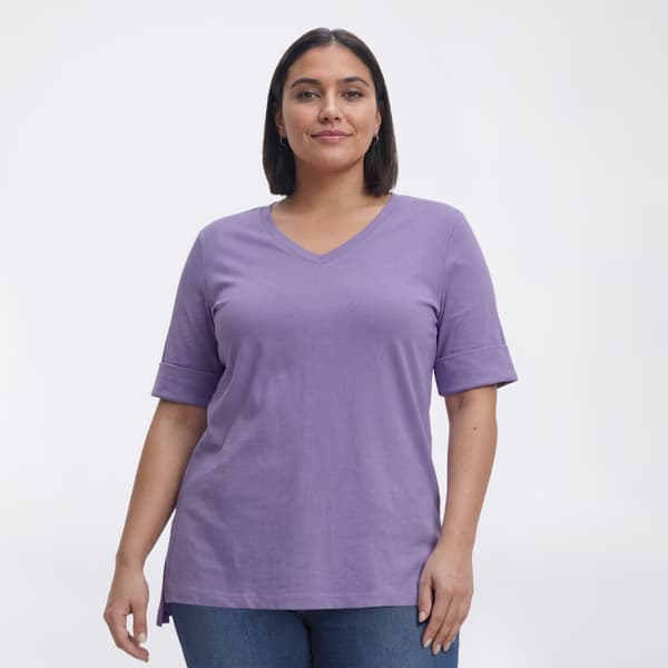 Plus Size Hasting & Smith Elbow Sleeve V Neck Tee - image 