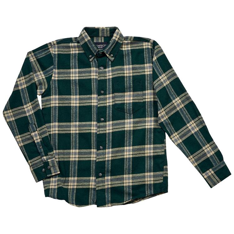 Boys (8-20) Architect(R) Flannel Shirt - Green/Sand