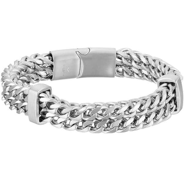 Mens Lynx Stainless Steel Two Strands Foxtail Bracelet - image 