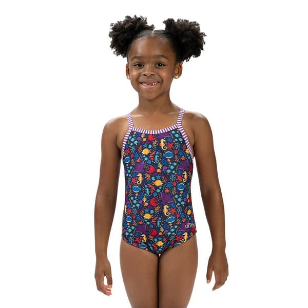 Girls &#40;4-6x&#41; Dolfin&#40;R&#41; Little Fish Criss-Cross One Piece Swimsuit - image 