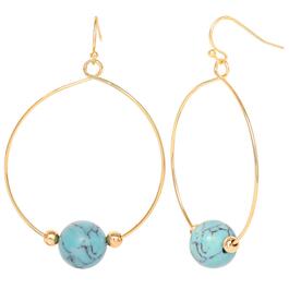 Jessica Simpson Reconstituted Turquoise Dangle Hoop Earrings