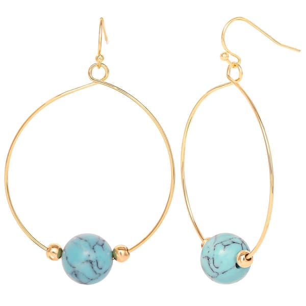Jessica Simpson Reconstituted Turquoise Dangle Hoop Earrings - image 