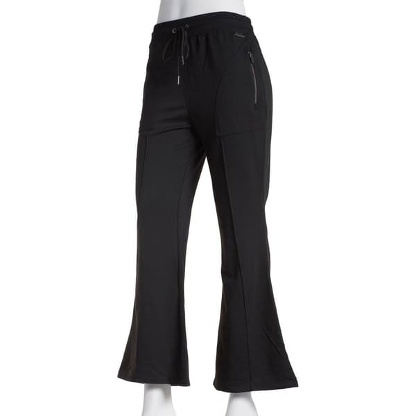 Womens Nine Waist Solid Brushed Back Fleece Flare Leisure Pants - image 