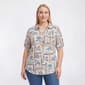 Plus Size Emily Daniels Elbow Sleeve Scenic Patchwork Blouse - image 1