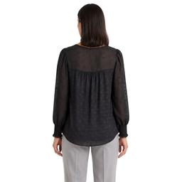 Womens Zac & Rachel Long Sleeve Button Down Dot Satin Blouse