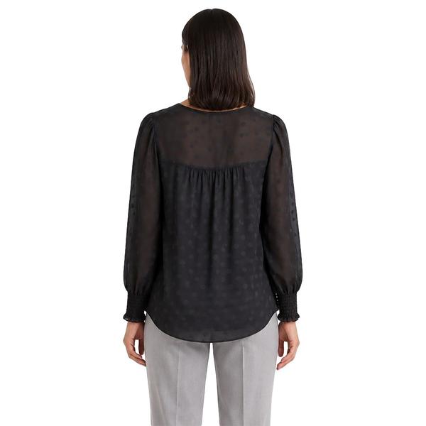 Womens Zac & Rachel Long Sleeve Button Down Dot Satin Blouse