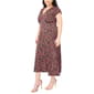 Plus Size MSK Flutter Cap Sleeve V Neck Ditsy Floral Midi Dress - image 3