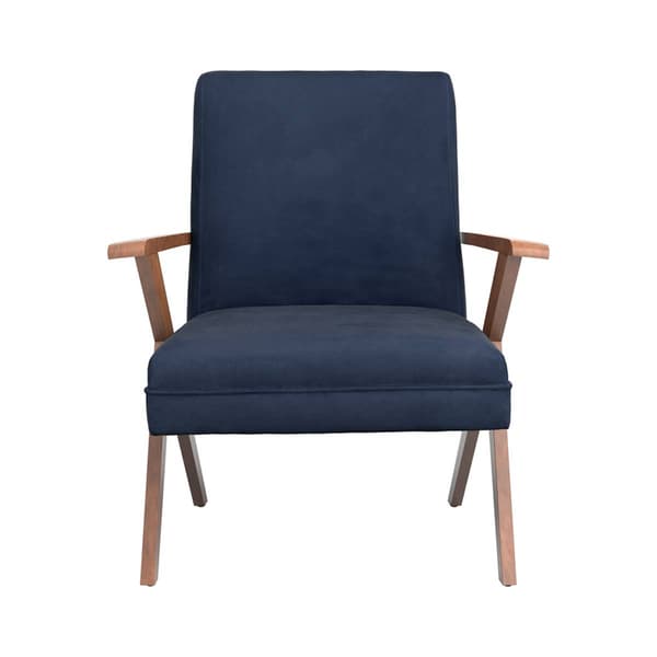 Coaster Monrovia Dark Blue and Walnut Wooden Arms Accent Chair