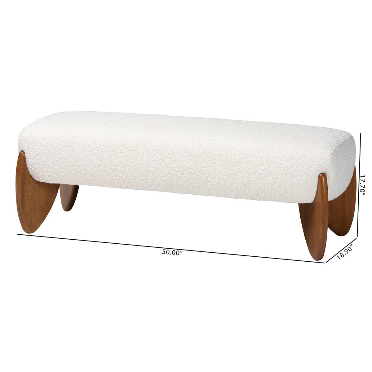 Baxton Studio Vinicio Mid-Century Modern Boucle Accent Bench