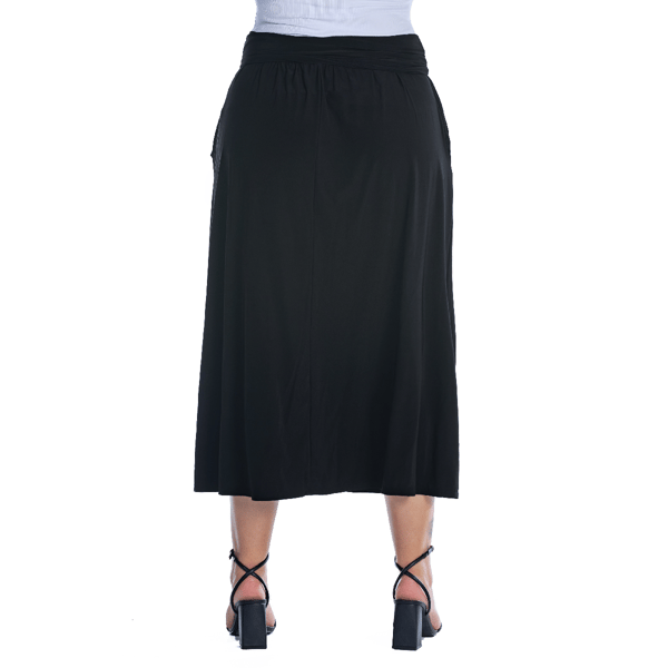 Plus Size 24/7 Comfort Apparel Foldover Maxi Skirt with Pockets