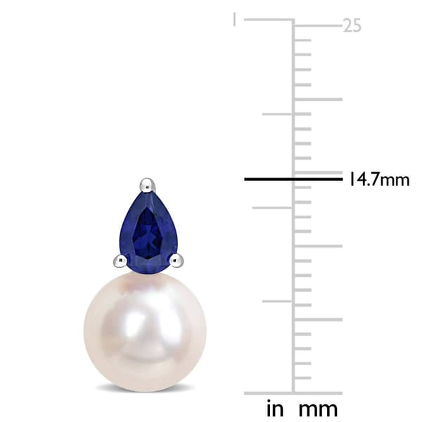 Gemstone Classics™ Freshwater Pearl & Sapphire Stud Earrings