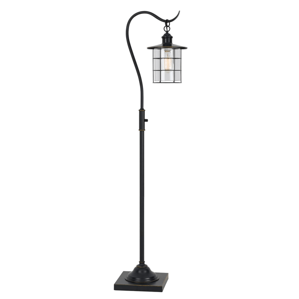 HomeRoots 60 Antiqued Bronze Lantern Style Floor Lamp With Glas - image 