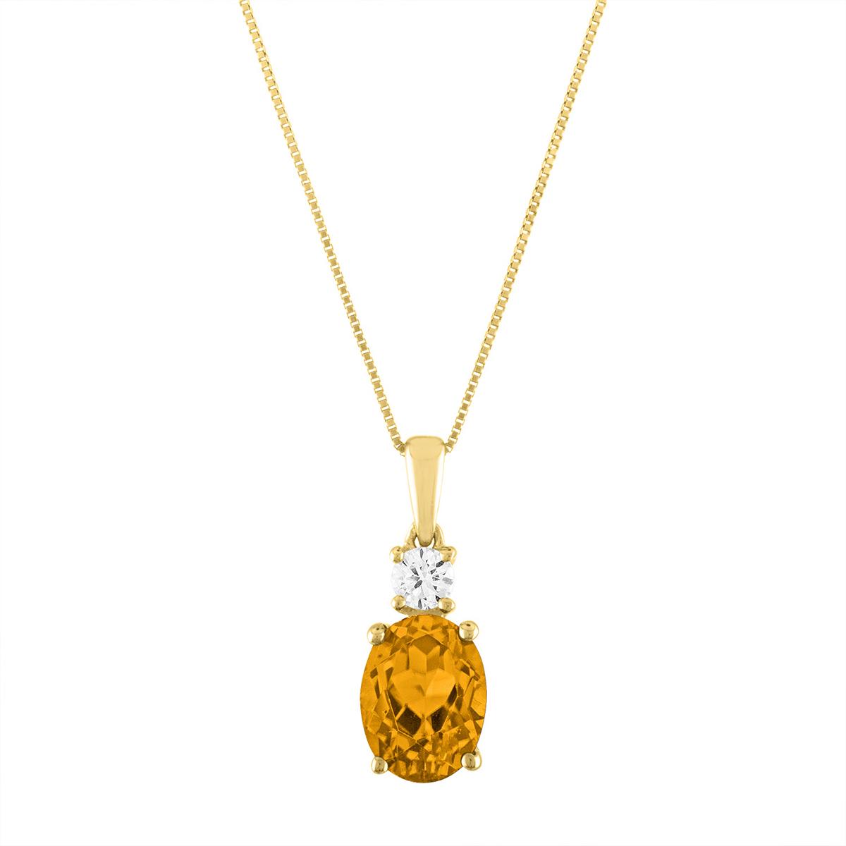 Diamond Classics™ 10kt. Yellow Gold/Oval Citrine Pendant