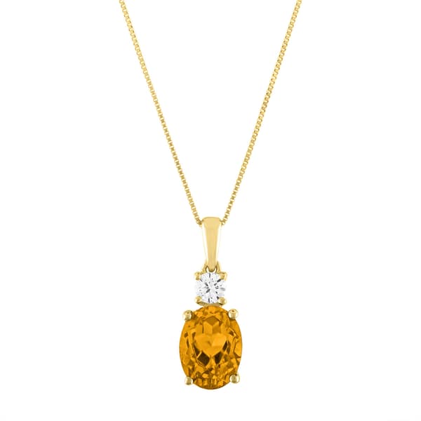 Diamond Classics(tm) 10kt. Yellow Gold/Oval Citrine Pendant - image 
