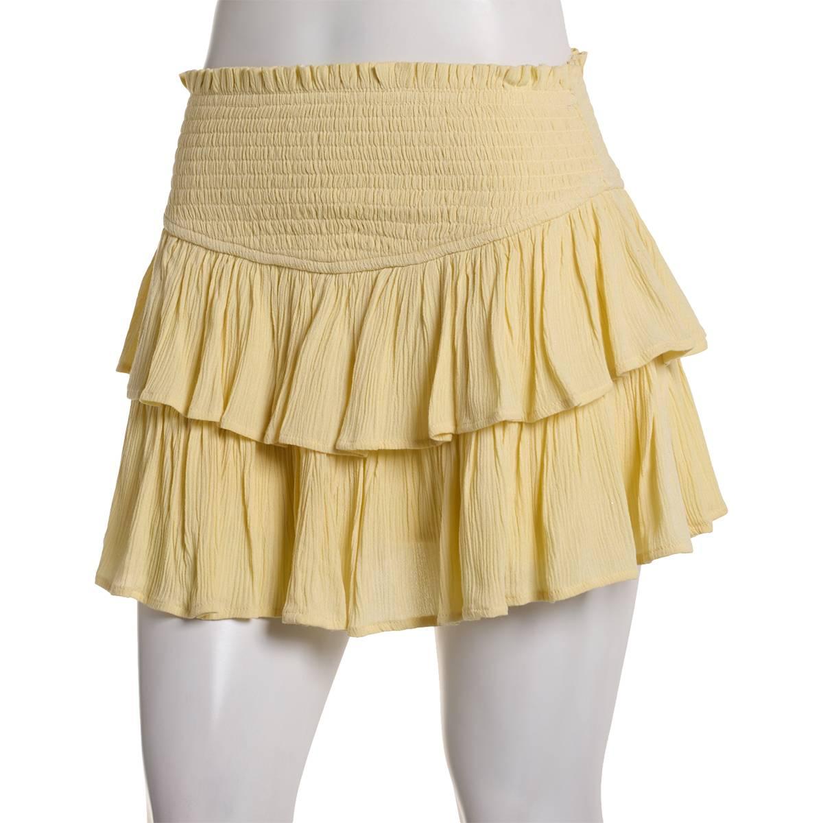Juniors No Comment Double Tier Smocked Gauze Mini Skort