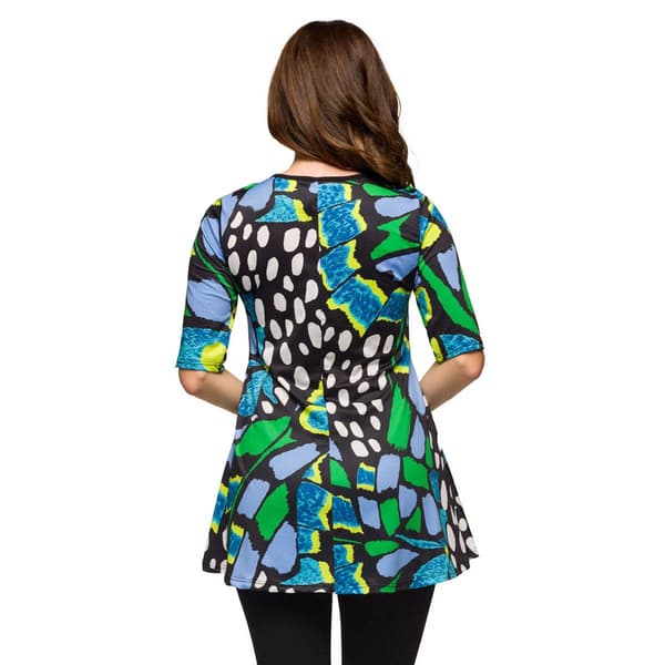 Womens 24/7 Comfort Apparel Blue Butterfly Casual Tunic Top