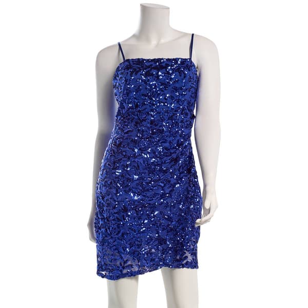 Juniors Emerald Sundae Pattern Sequin Side Ruch Sheath Dress