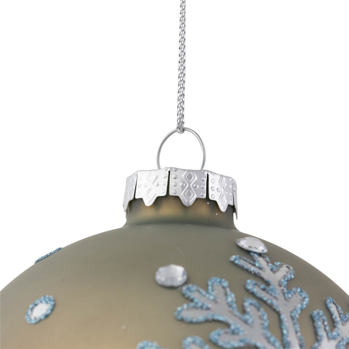 Northlight 2pk. Pale Gold Snowflakes Christmas Glass Ornaments