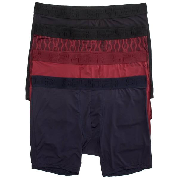 Mens Spyder 4pk. Liquid Cool No Fly Boxer Briefs - Black/Maroon