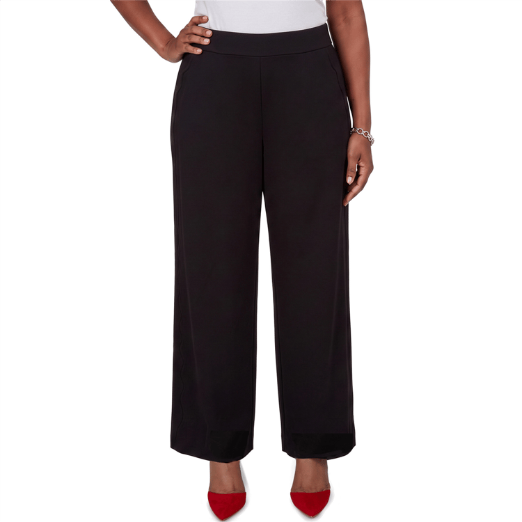 Petite Ruby Rd. Mysterious Romance Scallop Detail Wide Leg Pants