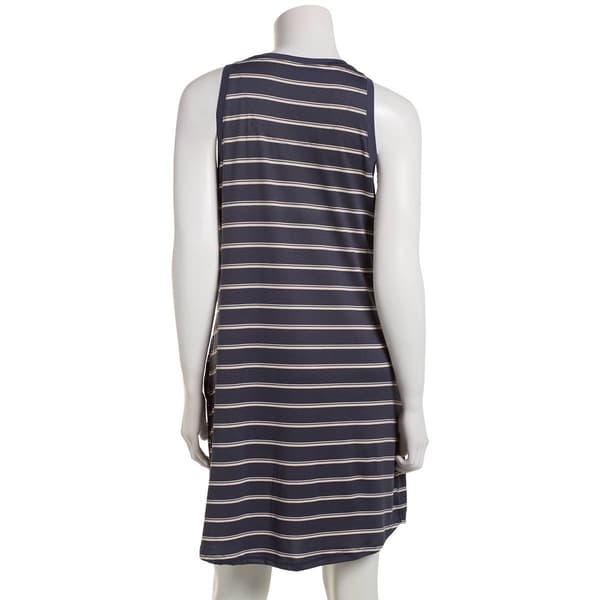 Womens Nicole Miller Striped Peached High Neck Nightgown