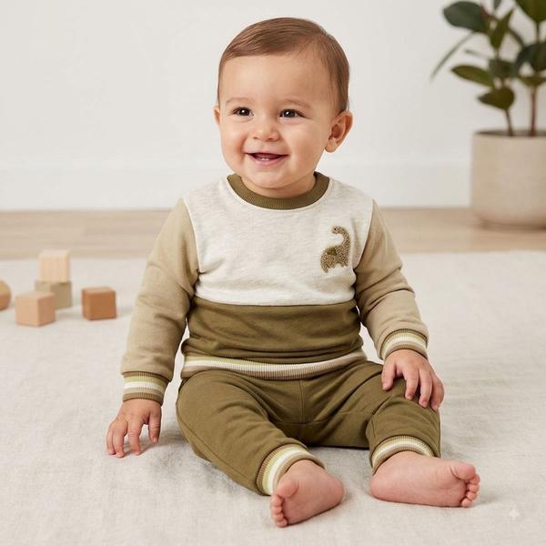 Baby Boy (12-24M) bon bebe(R) 2pc. Dino Applique Pants Set - image 