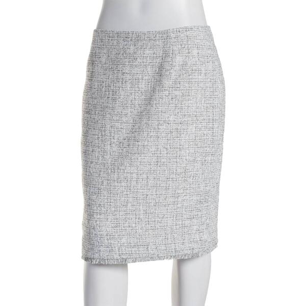 Petites Calvin Klein Tweed Skirt w/ Fringe Trimming - image 