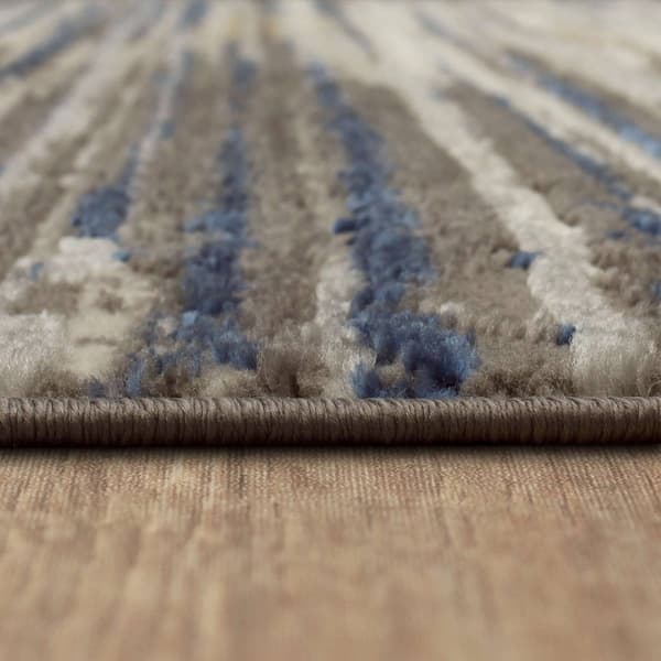 Mohawk Home Furie Stripe Grey/Dark Blue Area Rug