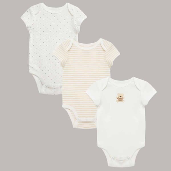 Baby Unisex (NB-9M) Little Me 3Pk Gentle Bear Bodysuits