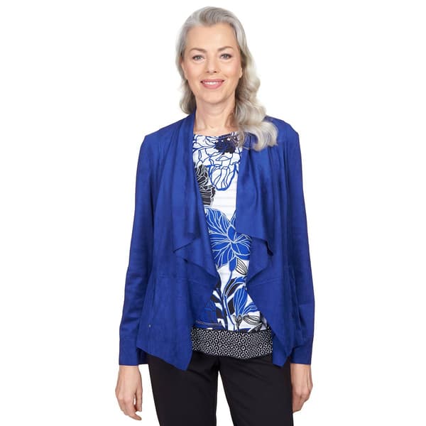 Petite Alfred Dunner Downtown Vibe Suede Cascade Jacket - image 