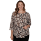 Plus Size Emaline Key Items 3/4 Sleeve Boat Neck Stallion Blouse - image 1