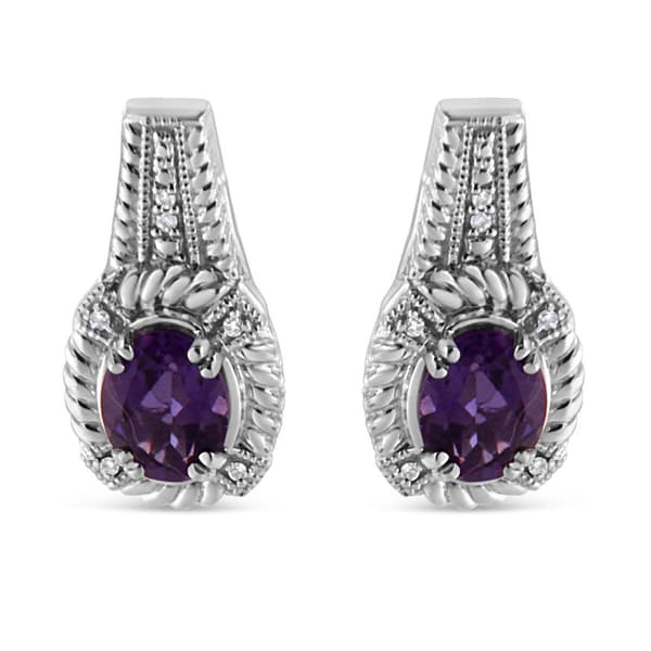 Haus of Brilliance Amethyst Diamond Dangle Earringse - image 