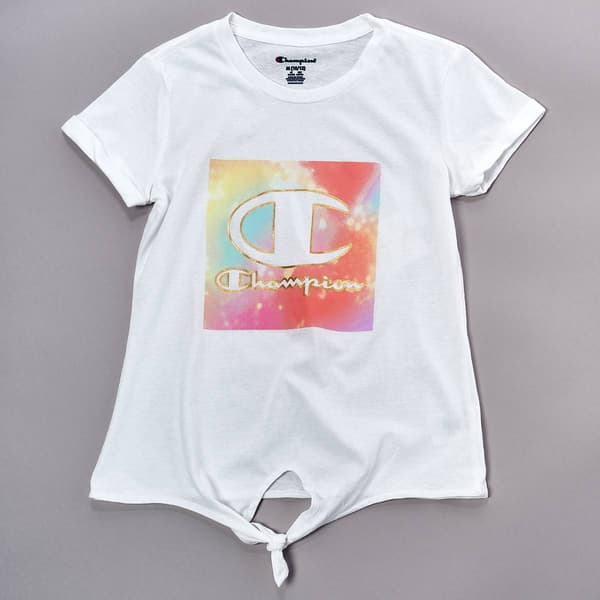 Girls (7-16) Champion(R) Tie Front Ombre Box Logo Tee - image 