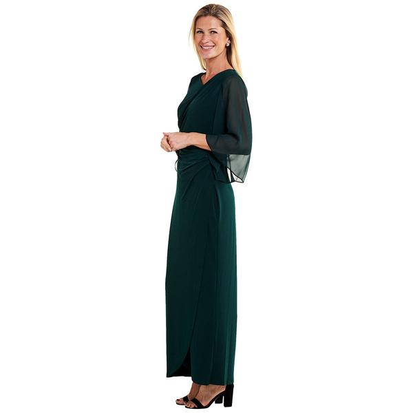 Womens Connected Apparel Sheer Wide Sleeve Asymmetric ITY Gown