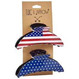 Womens Twig & Arrow 2pk. American Flag Claw Clip