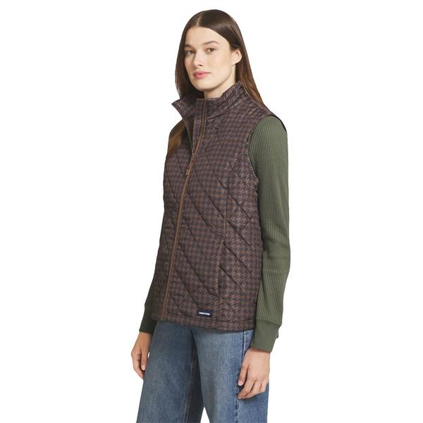 Womens LANDS’ END® Houndstooth Mock Neck Zip-Up Puffer Vest