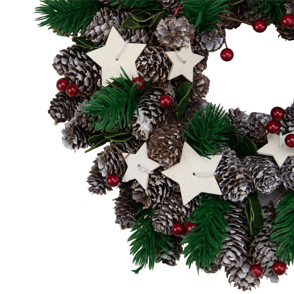 Northlight Pinecone & Berries with Stars Christmas Wreath