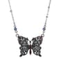 1928 Antiqued Silver-Tone Purple & Blue Butterfly Pendant - image 1