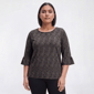 Plus Size Notations 3/4 Ruffle Sleeve Animal Hacci Blouse - image 1