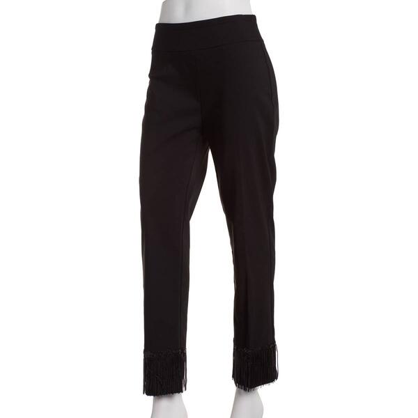 Womens Zac & Rachel Solid Millennium Fringe Sequin Hem Pants - image 