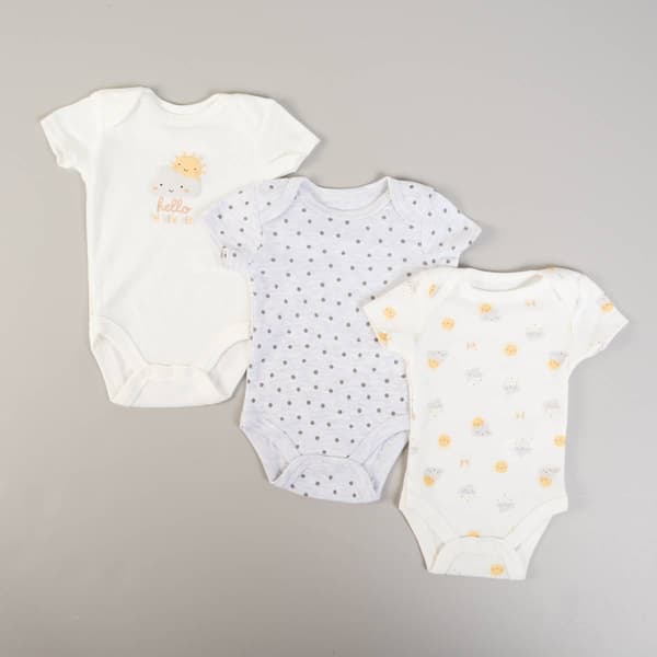 Baby Unisex &#40;NB-9M&#41; Baby Views 3pk. Sunny & Cloudy Bodysuits - image 