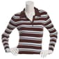 Juniors No Comment Rib Polo Collar Stripe Fitted Sweater - image 1