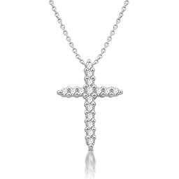 Nova Star(R) Sterling Silver 1/4ctw Lab Grown Diamond Cross Pendant
