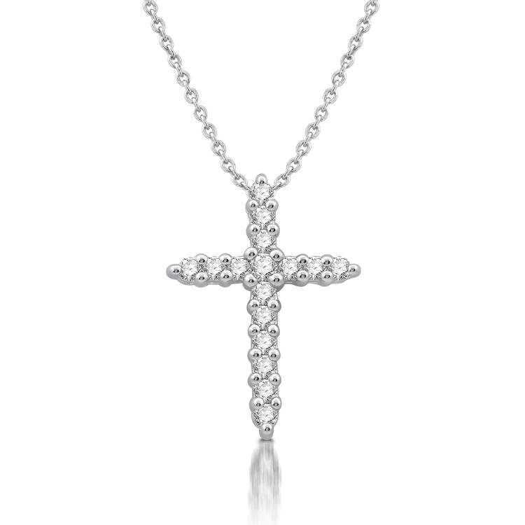 Nova Star(R) Sterling Silver 1/4ctw Lab Grown Diamond Cross Pendant