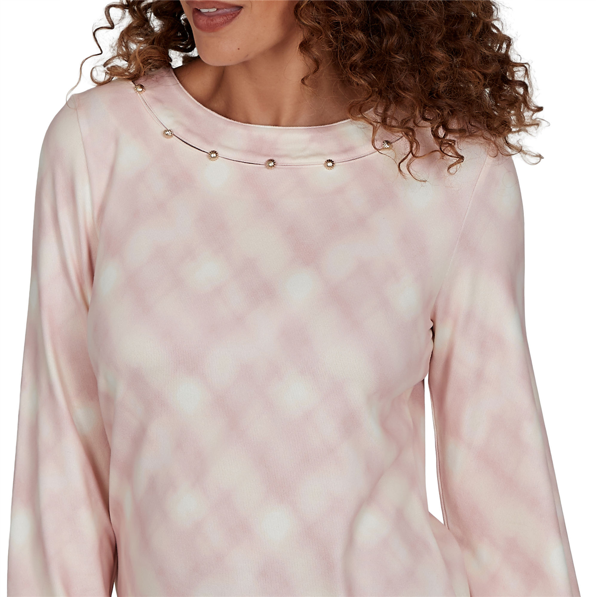 Womens Emaline Soiree Embellished Neck Abstract Plaid Sweater