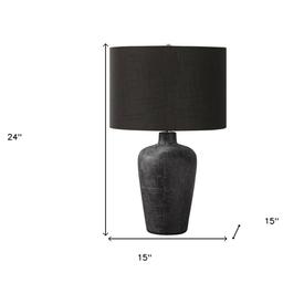 HomeRoots 24in. Black Ceramic Round Table Lamp