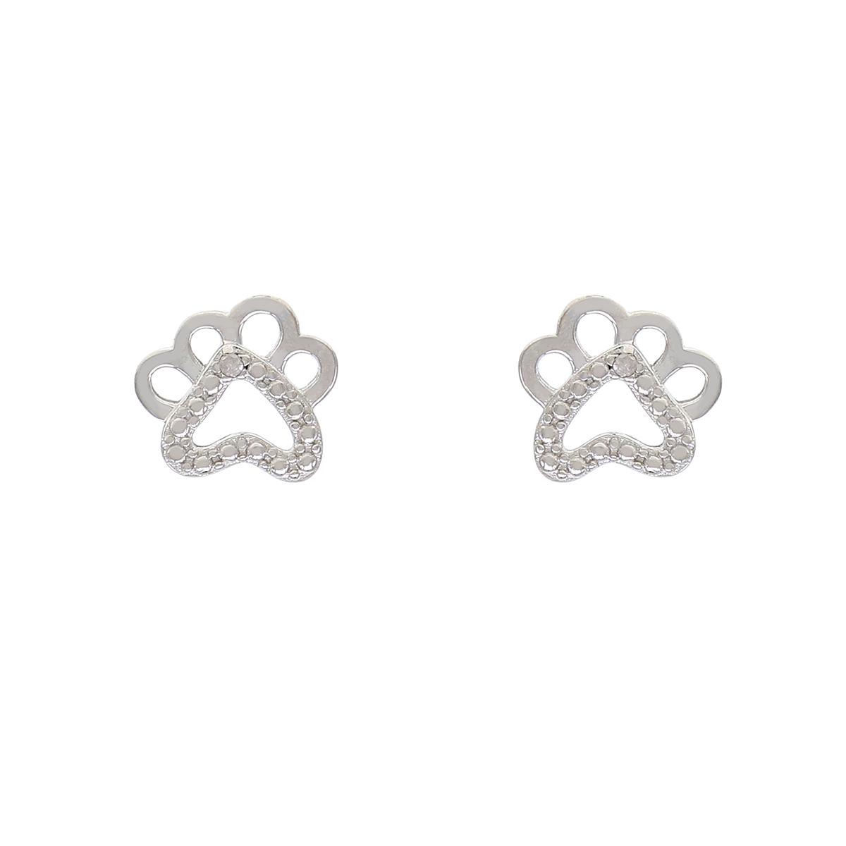 Gianni Argento Sterling Silver Diamond Accent Paw Stud...
